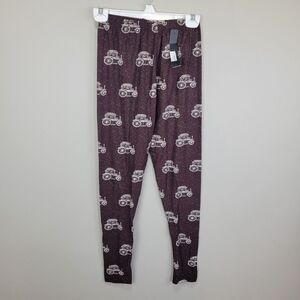 Brown Antique Car Polyester Spandex Ankle Leggings One‎ Size Fits All